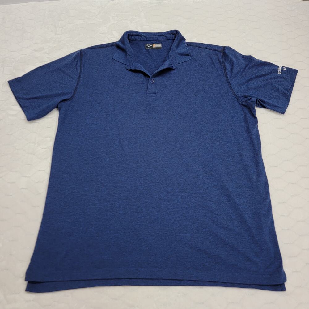 Callaway Opti-Dri Polo Shirt Mens XL Blue Heather Short Sleeve Golf Stretch